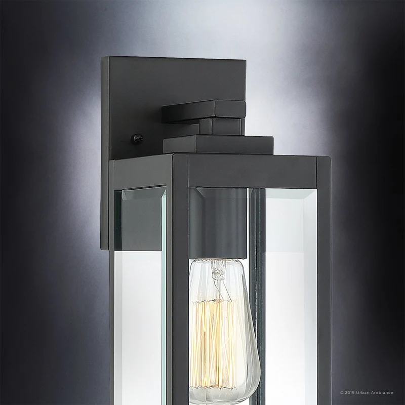 Buitenlamp Wandlamp Zwart Staal Glas 36cm Modern Farmhouse Waterdicht | Sansoti