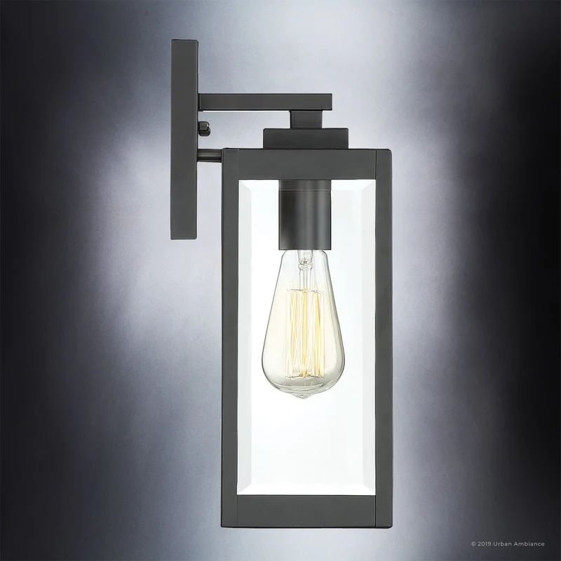 Buitenlamp Wandlamp Zwart Staal Glas 36cm Modern Farmhouse Waterdicht | Sansoti