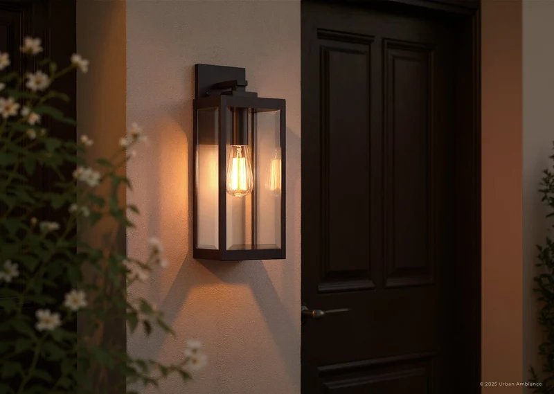 Buitenlamp Wandlamp Zwart Staal Glas 43cm Modern Farmhouse Waterdicht | Sansoti