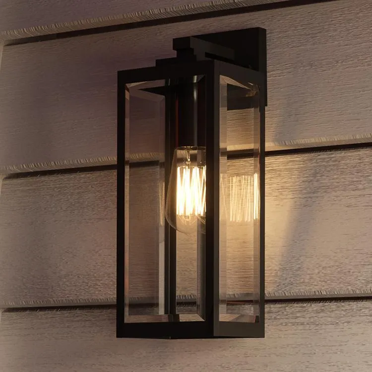 Buitenlamp Wandlamp Zwart Staal Glas 43cm Modern Farmhouse Waterdicht | Sansoti