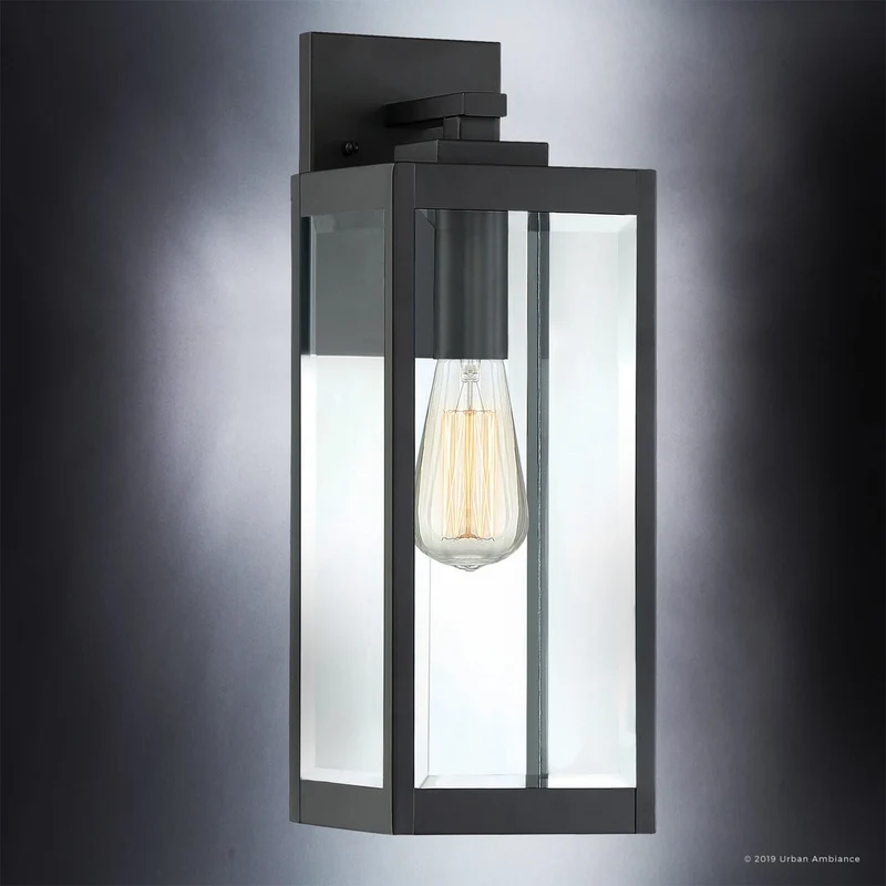 Buitenlamp Wandlamp Zwart Staal Glas 43cm Modern Farmhouse Waterdicht | Sansoti