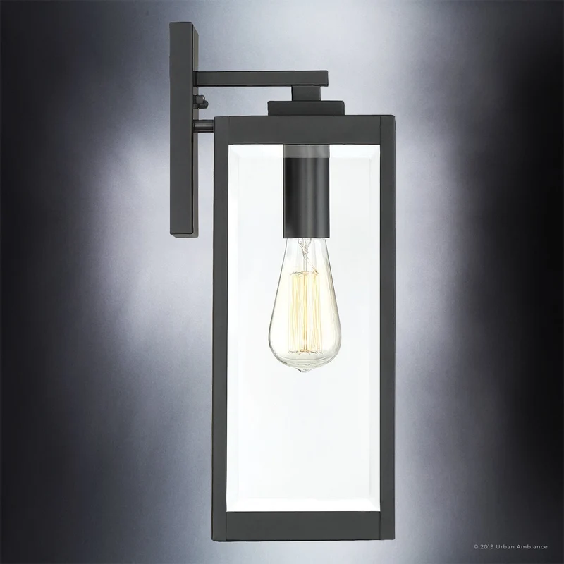 Buitenlamp Wandlamp Zwart Staal Glas 43cm Modern Farmhouse Waterdicht | Sansoti