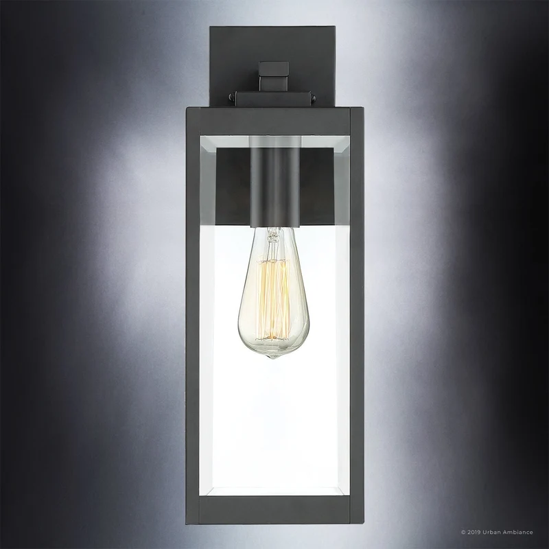 Buitenlamp Wandlamp Zwart Staal Glas 43cm Modern Farmhouse Waterdicht | Sansoti