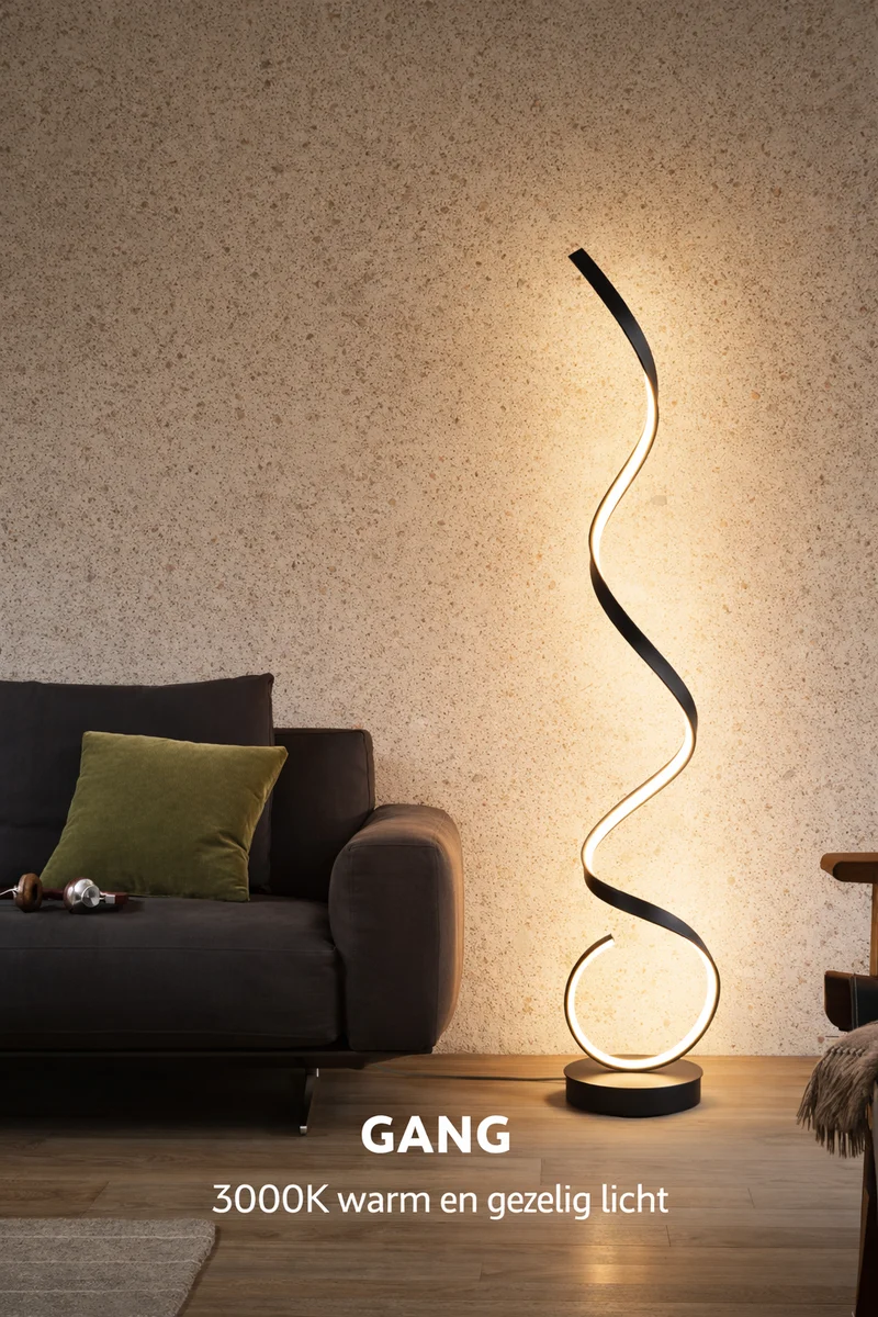 Sansoti | Minimalistische LED Vloerlamp Spiraal | Dimbaar | Moderne Design Staande Lamp