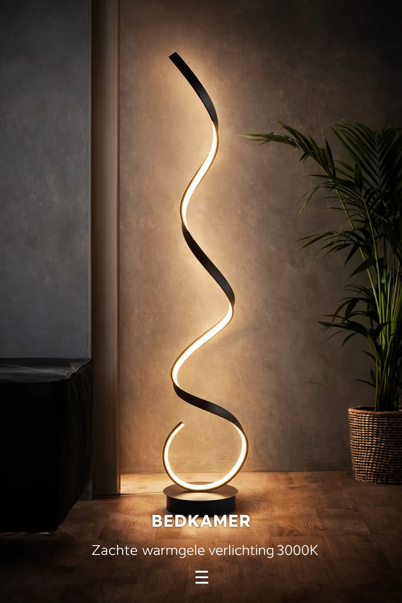 Sansoti | Minimalistische LED Vloerlamp Spiraal | Dimbaar | Moderne Design Staande Lamp