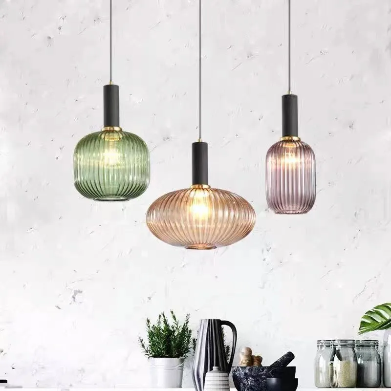 Hanglamp Gekleurd Glas Retro Nordisch E27 Wit Groen Roze Ø13 Ø30 Eetkamer | Sansoti