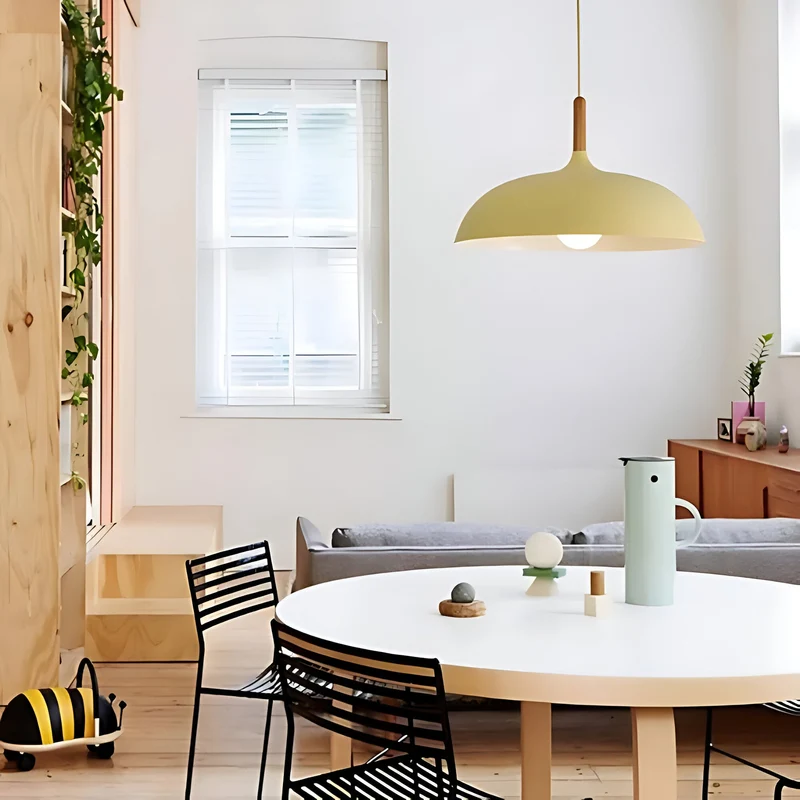 Hanglamp Hout IJzer Scandinavisch Japandi Rond E27 Ø35 Ø60 Eetkamer Keuken | Sansoti