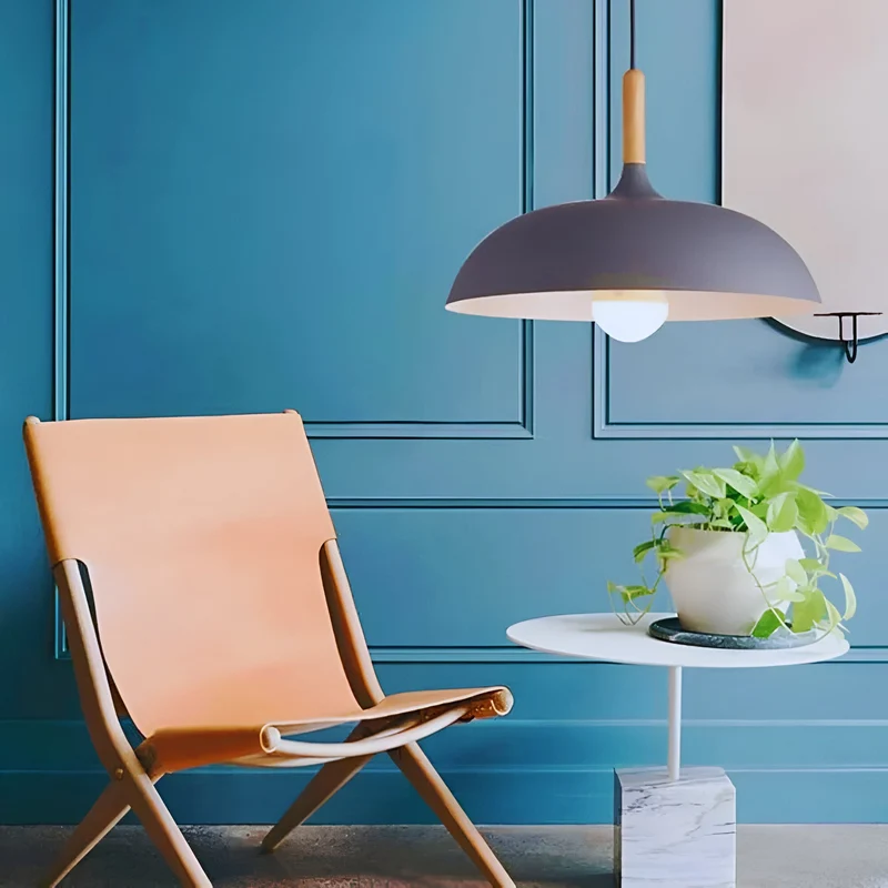 Hanglamp Hout IJzer Scandinavisch Japandi Rond E27 Ø35 Ø60 Eetkamer Keuken | Sansoti