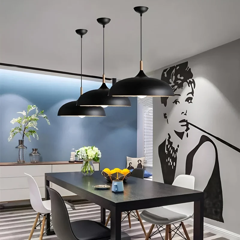 Hanglamp Hout IJzer Scandinavisch Japandi Rond E27 Ø35 Ø60 Eetkamer Keuken | Sansoti