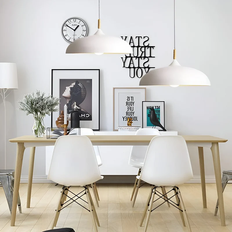 Hanglamp Hout IJzer Scandinavisch Japandi Rond E27 Ø35 Ø60 Eetkamer Keuken | Sansoti