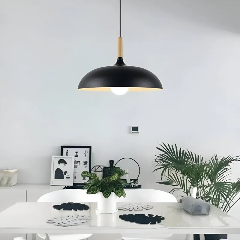 Hanglamp Hout IJzer Scandinavisch Japandi Rond E27 Ø35 Ø60 Eetkamer Keuken | Sansoti