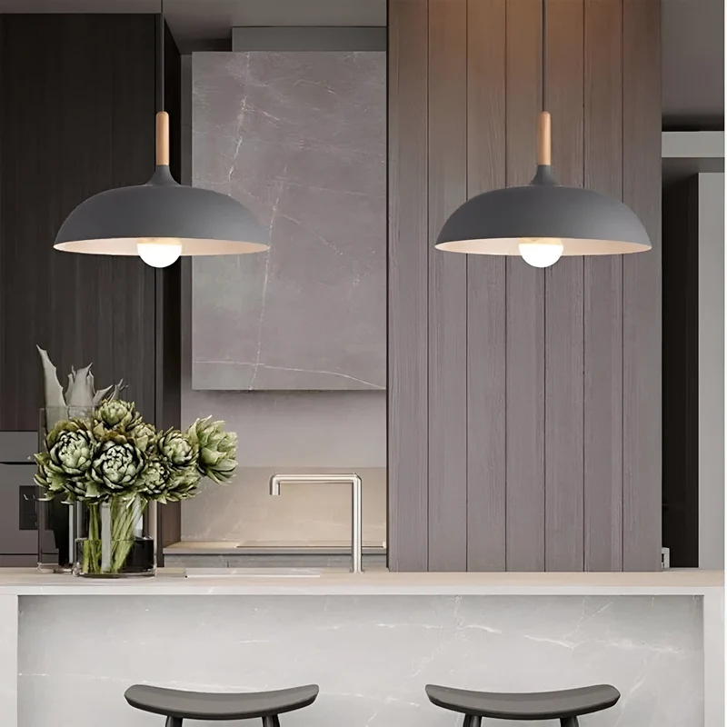 Hanglamp Hout IJzer Scandinavisch Japandi Rond E27 Ø35 Ø60 Eetkamer Keuken | Sansoti