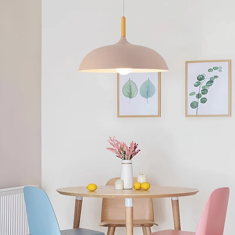 Hanglamp Hout IJzer Scandinavisch Japandi Rond E27 Ø35 Ø60 Eetkamer Keuken | Sansoti