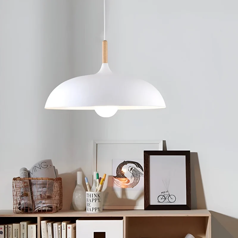 Hanglamp Hout IJzer Scandinavisch Japandi Rond E27 Ø35 Ø60 Eetkamer Keuken | Sansoti
