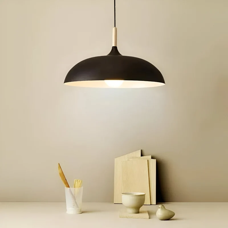 Hanglamp Hout IJzer Scandinavisch Japandi Rond E27 Ø35 Ø60 Eetkamer Keuken | Sansoti