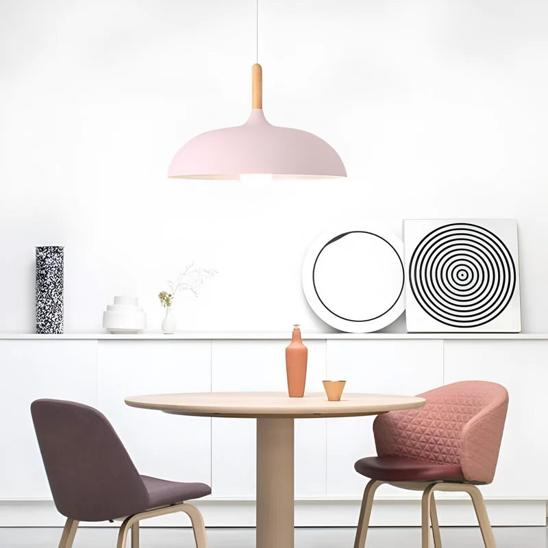 Hanglamp Hout IJzer Scandinavisch Japandi Rond E27 Ø35 Ø60 Eetkamer Keuken | Sansoti