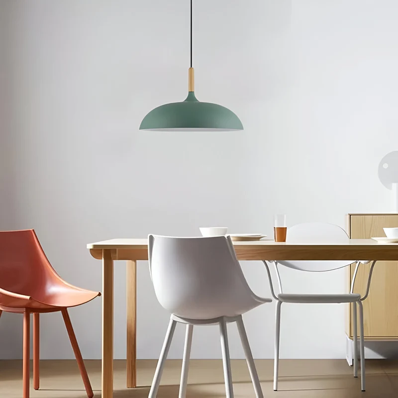 Hanglamp Hout IJzer Scandinavisch Japandi Rond E27 Ø35 Ø60 Eetkamer Keuken | Sansoti