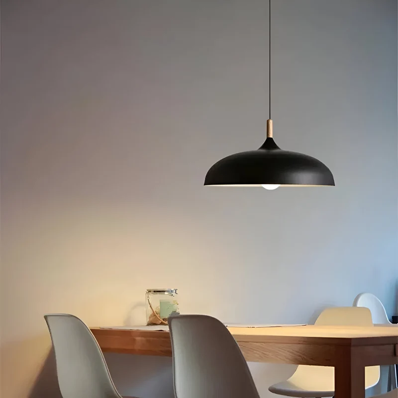 Hanglamp Hout IJzer Scandinavisch Japandi Rond E27 Ø35 Ø60 Eetkamer Keuken | Sansoti