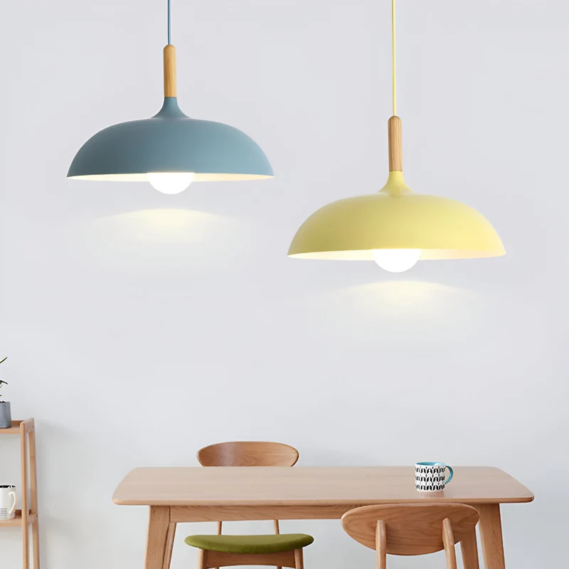 Hanglamp Hout IJzer Scandinavisch Japandi Rond E27 Ø35 Ø60 Eetkamer Keuken | Sansoti