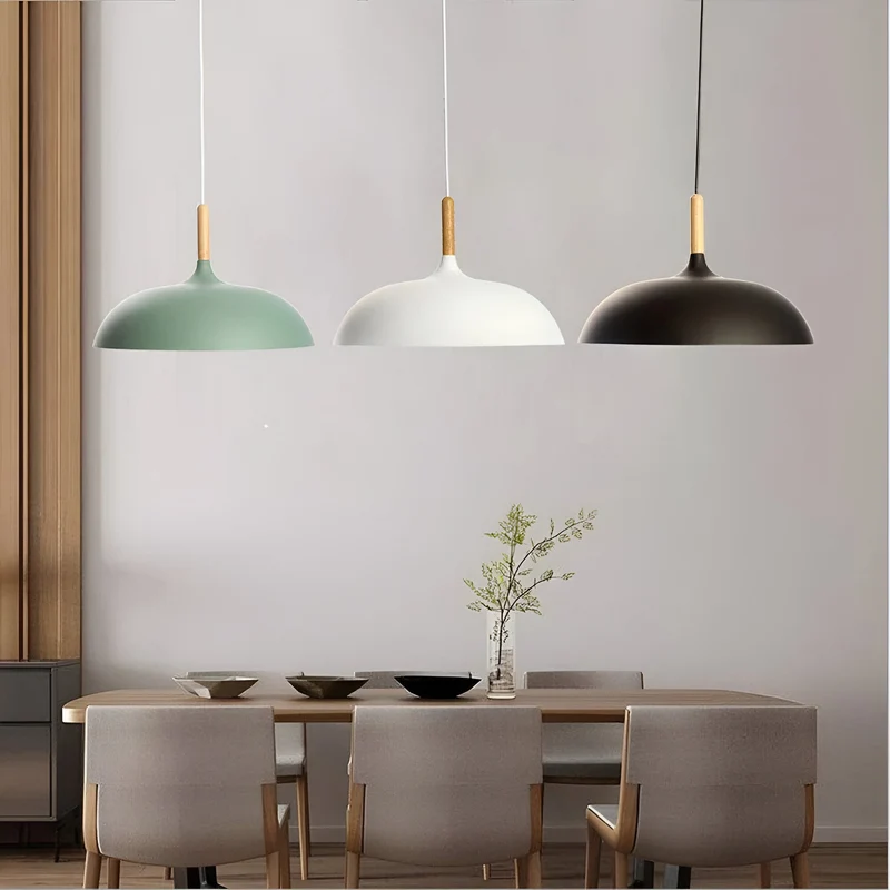 Hanglamp Hout IJzer Scandinavisch Japandi Rond E27 Ø35 Ø60 Eetkamer Keuken | Sansoti