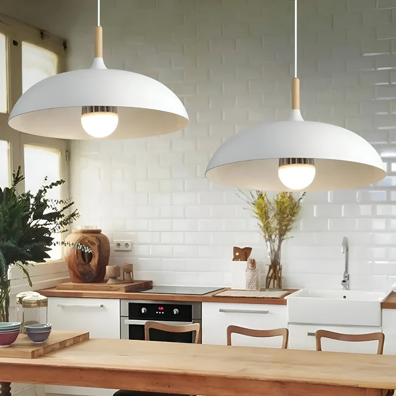 Hanglamp Hout IJzer Scandinavisch Japandi Rond E27 Ø35 Ø60 Eetkamer Keuken | Sansoti