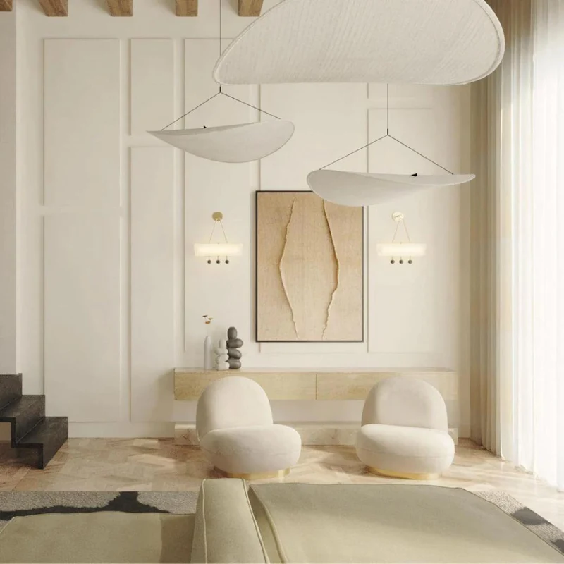 Hanglamp Japandi Handgeweven Zijde Wit Ø40 Ø60 Ø80 Slaapkamer Eetkamer | Sansoti