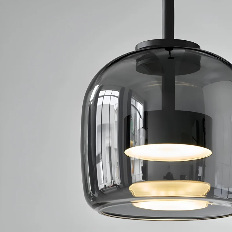 Hanglamp Rookglas Retro Trio Handgeblazen Dimbaar Verstelbaar Zwart | Sansoti