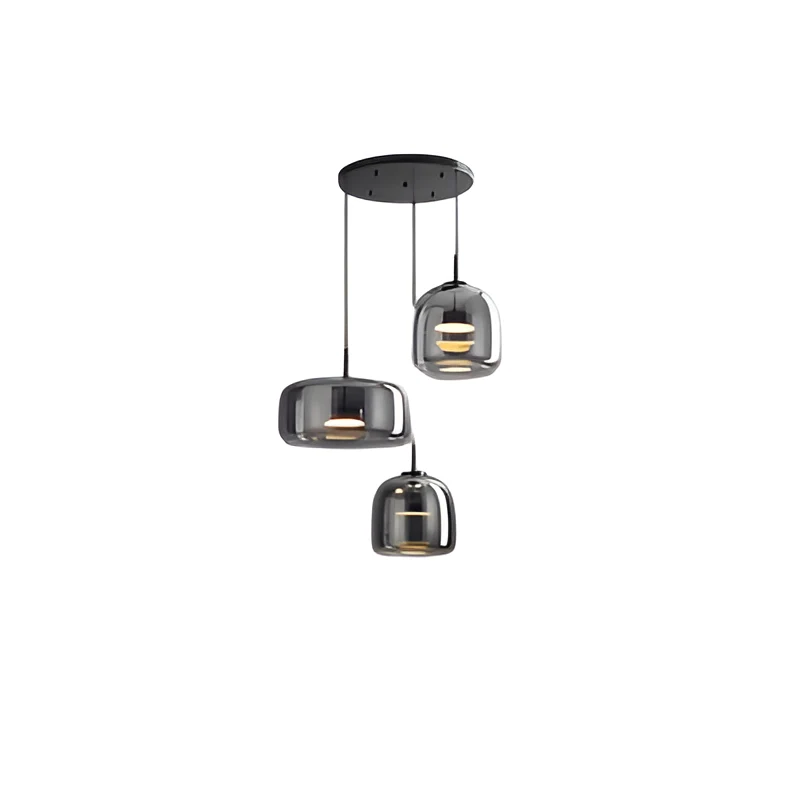 Hanglamp Rookglas Retro Trio Handgeblazen Dimbaar Verstelbaar Zwart | Sansoti