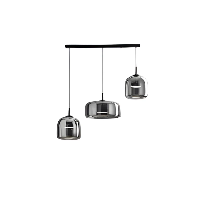 Hanglamp Rookglas Retro Trio Handgeblazen Dimbaar Verstelbaar Zwart | Sansoti