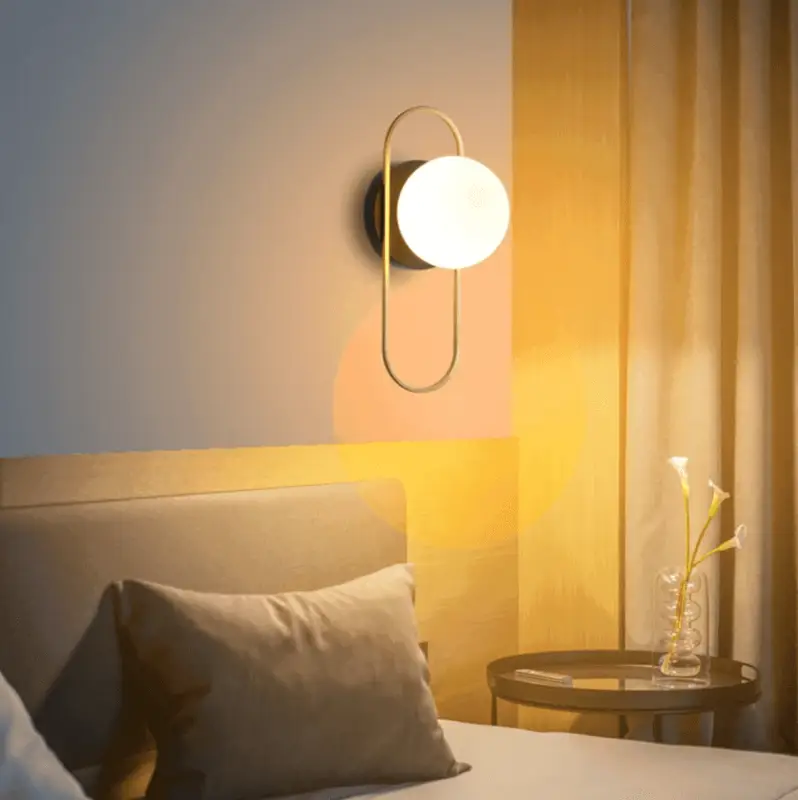 Wandlamp Bol Glas Industrieel Aluminium Zwart Goud 58cm | Sansoti