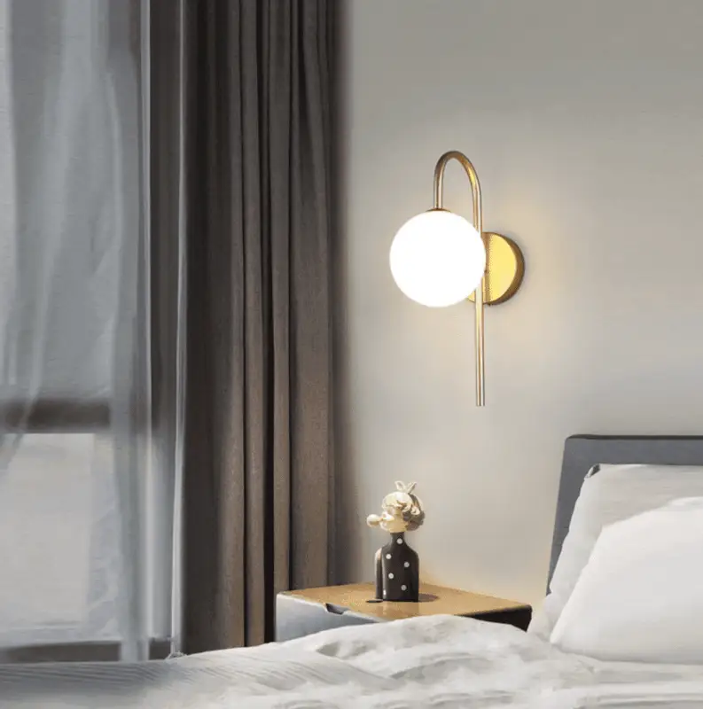 Wandlamp Bol Glas Industrieel Aluminium Zwart Goud 58cm | Sansoti