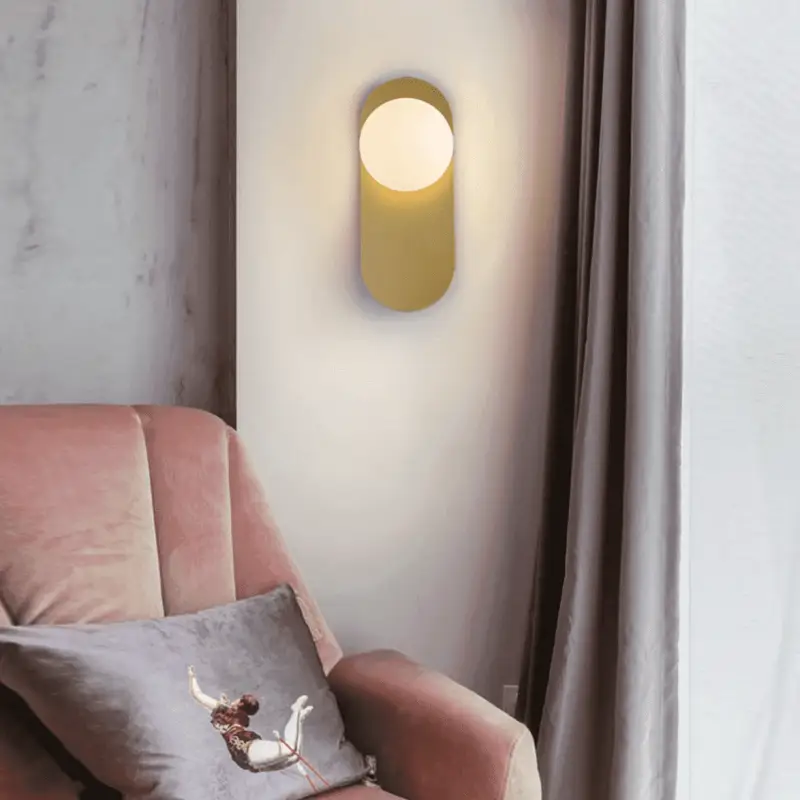 Wandlamp Bol Glas Industrieel Aluminium Zwart Goud 58cm | Sansoti
