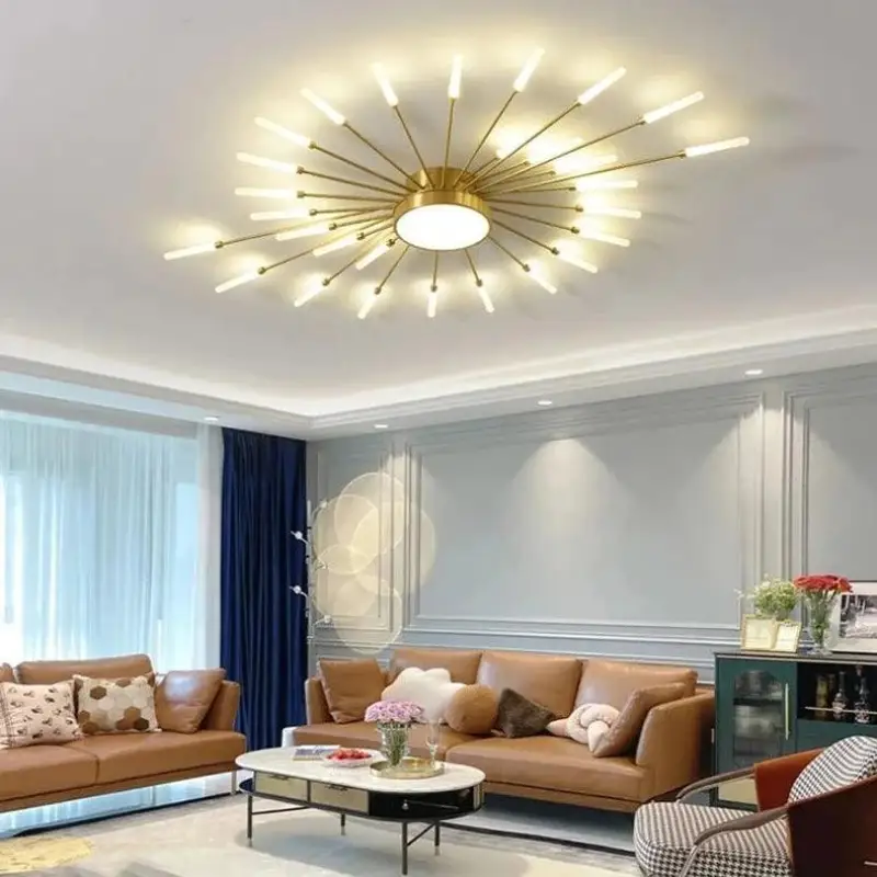 Plafondlamp Zon Design LED Aluminium Goud Zwart 128cm Modern | Sansoti