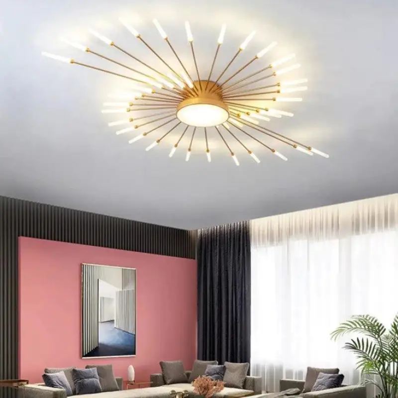Plafondlamp Zon Design LED Aluminium Goud Zwart 128cm Modern | Sansoti