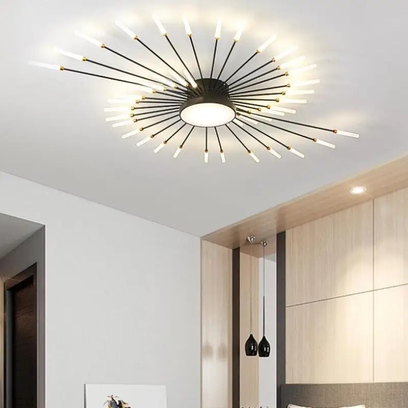 Plafondlamp Zon Design LED Aluminium Goud Zwart 128cm Modern | Sansoti