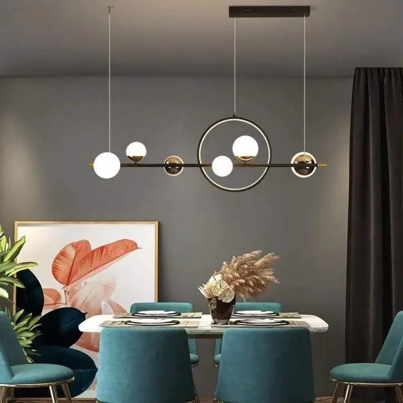 Hanglamp Bol Scandinavisch LED Aluminium Zwart 112cm Dimbaar Design | Sansoti