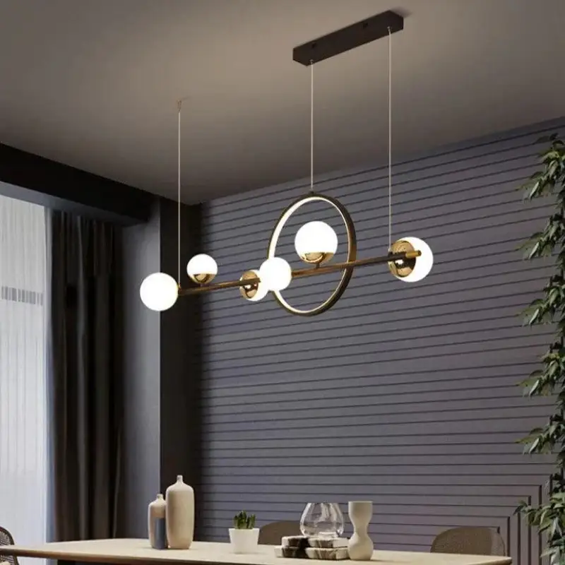 Hanglamp Bol Scandinavisch LED Aluminium Zwart 112cm Dimbaar Design | Sansoti