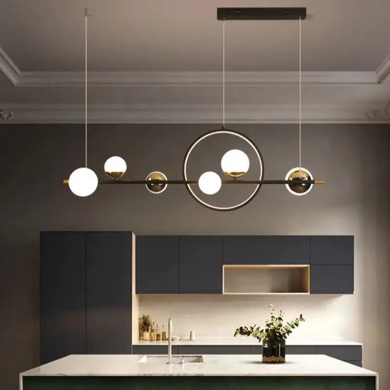 Hanglamp Bol Scandinavisch LED Aluminium Zwart 112cm Dimbaar Design | Sansoti