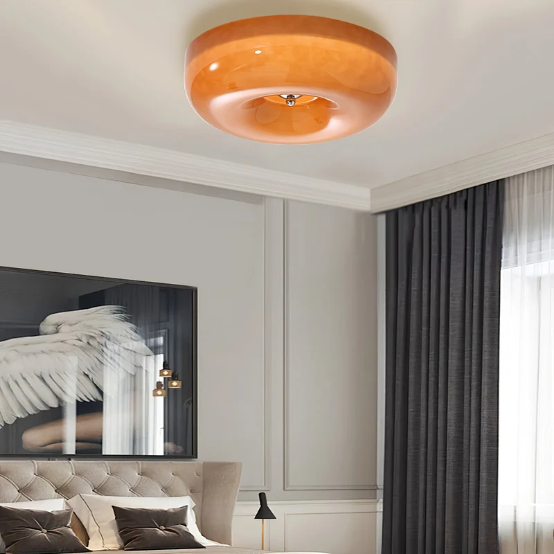 Plafondlamp Glas LED Metaal Wit Woonkamer Slaapkamer Hal Ronde Glazen Plafonnière Moderne Ceiling Light | Sansoti