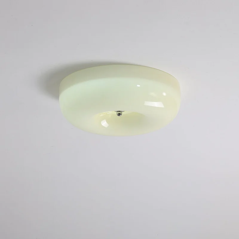 Plafondlamp Glas LED Metaal Wit Woonkamer Slaapkamer Hal Ronde Glazen Plafonnière Moderne Ceiling Light | Sansoti