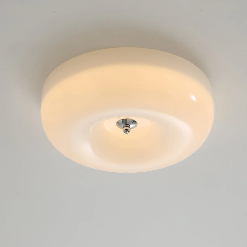 Plafondlamp Glas LED Metaal Wit Woonkamer Slaapkamer Hal Ronde Glazen Plafonnière Moderne Ceiling Light | Sansoti