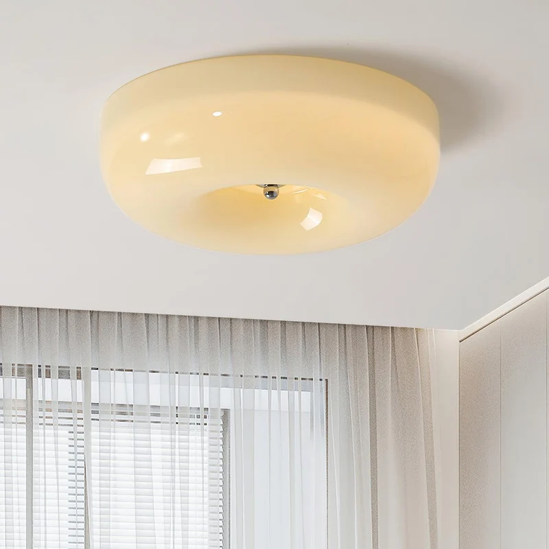 Plafondlamp Glas LED Metaal Wit Woonkamer Slaapkamer Hal Ronde Glazen Plafonnière Moderne Ceiling Light | Sansoti