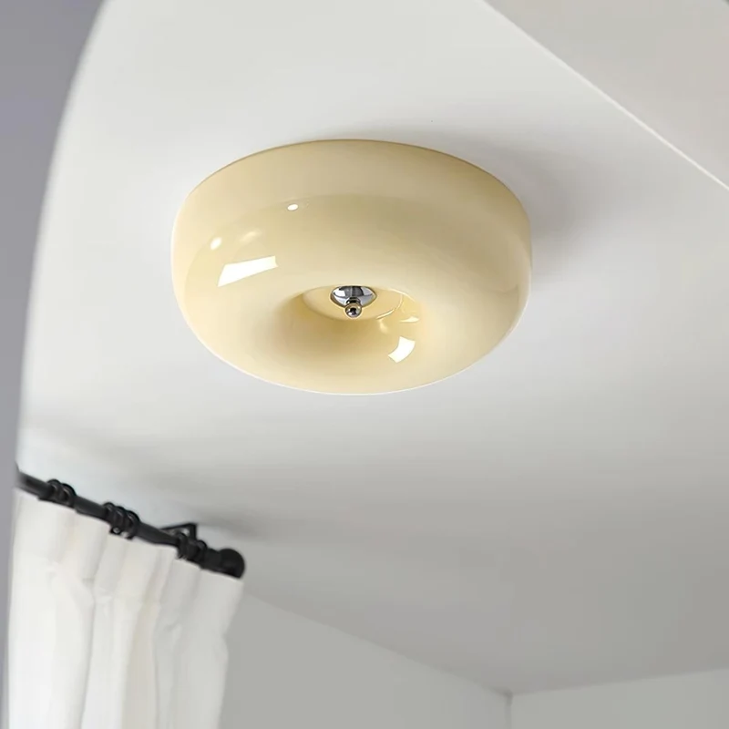 Plafondlamp Glas LED Metaal Wit Woonkamer Slaapkamer Hal Ronde Glazen Plafonnière Moderne Ceiling Light | Sansoti