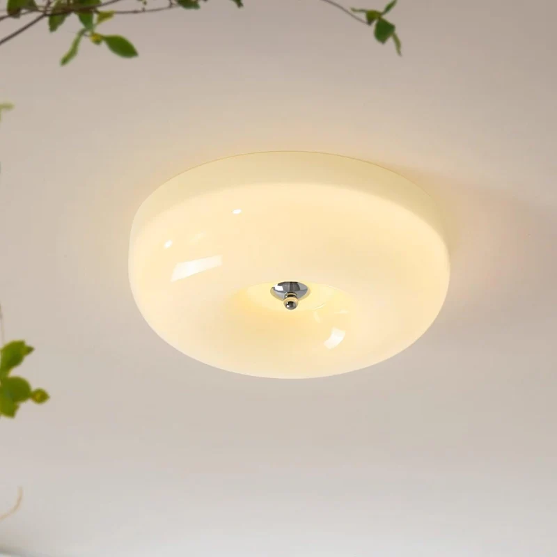 Plafondlamp Glas LED Metaal Wit Woonkamer Slaapkamer Hal Ronde Glazen Plafonnière Moderne Ceiling Light | Sansoti