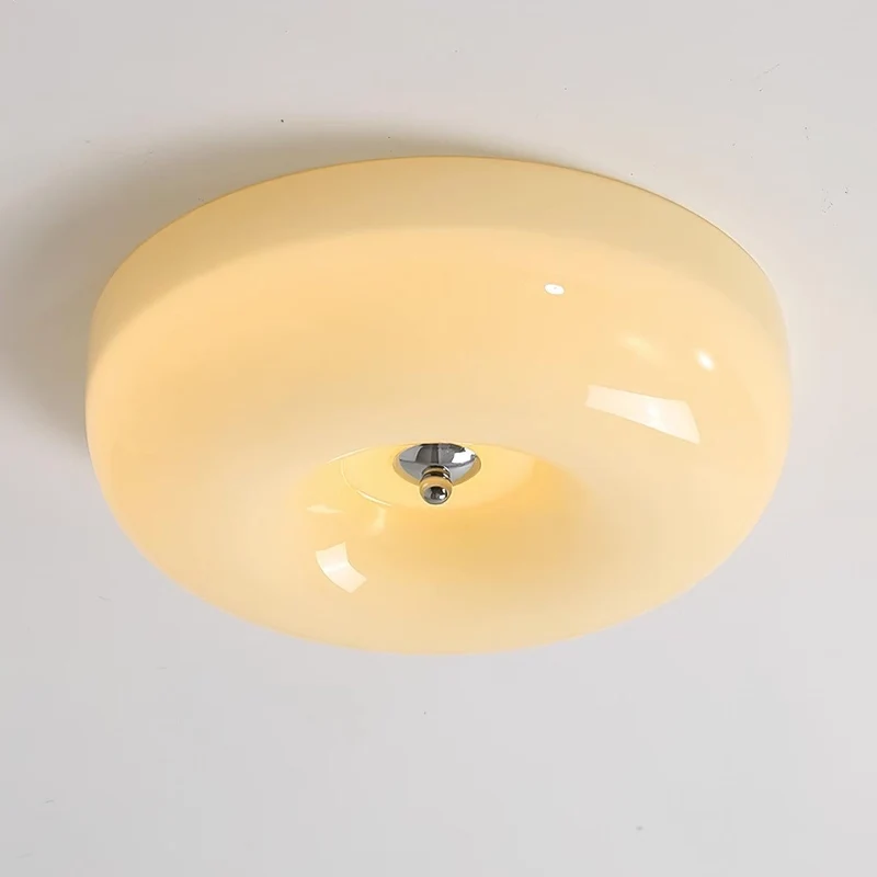 Plafondlamp Glas LED Metaal Wit Woonkamer Slaapkamer Hal Ronde Glazen Plafonnière Moderne Ceiling Light | Sansoti
