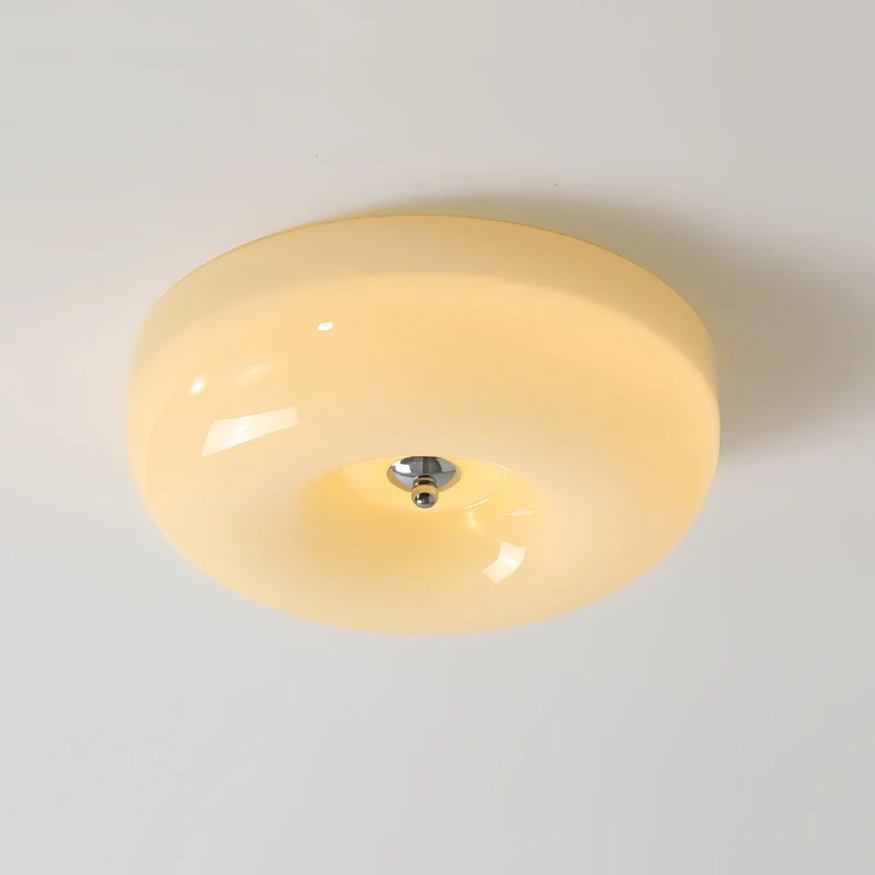 Plafondlamp Glas LED Metaal Wit Woonkamer Slaapkamer Hal Ronde Glazen Plafonnière Moderne Ceiling Light | Sansoti