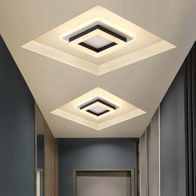 Vierkante LED Plafondlamp 1920 Lumen Zwart Wit Slaapkamer Hal Woonkamer Moderne Plafonnière Geometrisch Design Verlichting Binnen | Sansoti