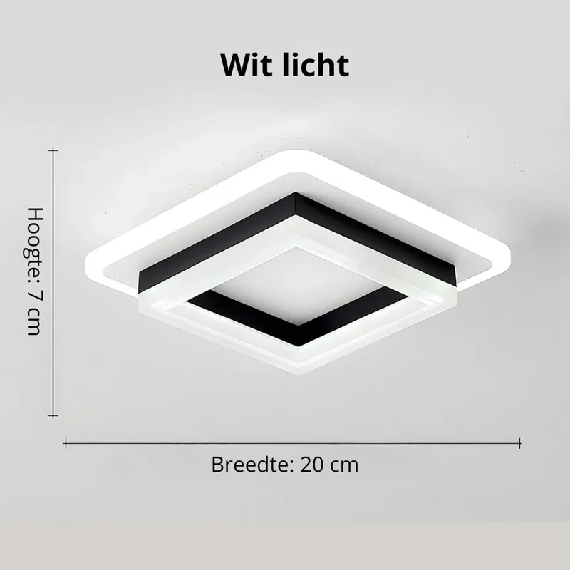Vierkante LED Plafondlamp 1920 Lumen Zwart Wit Slaapkamer Hal Woonkamer Moderne Plafonnière Geometrisch Design Verlichting Binnen | Sansoti