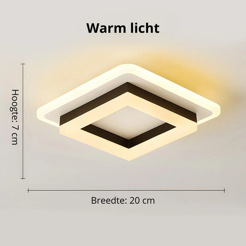 Vierkante LED Plafondlamp 1920 Lumen Zwart Wit Slaapkamer Hal Woonkamer Moderne Plafonnière Geometrisch Design Verlichting Binnen | Sansoti