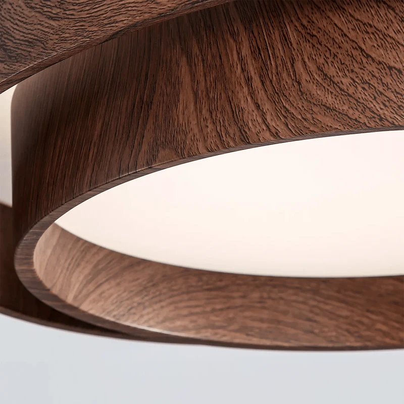 LED plafondlamp houtlook walnoot Japandi woonkamer slaapkamer ronde plafondlamp moderne verlichting houtnerf look | Sansoti